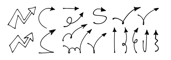 Obraz premium Doodle arrows collection. Set of hand drawn arrow illustrations.
