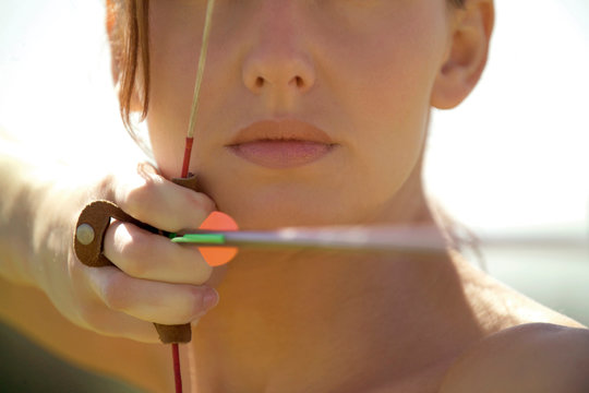 Female archer, close-up