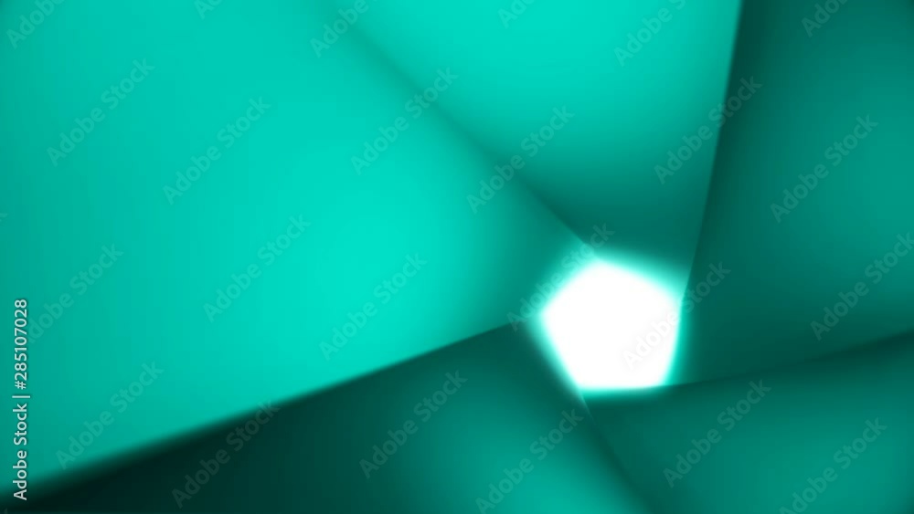 Poster abstract animation of colorful geometric polygonal tunnel with light shining in the end. animation. 