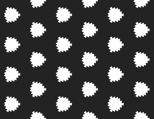 Seamless geometric pattern. Shaped white leaves, black background.