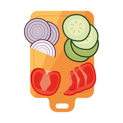 tomato cucumber and onion table cooking