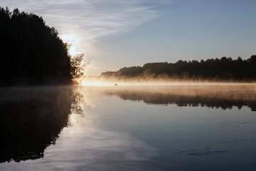 misty morning on the lake