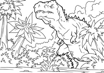 Cartoon tyrannosaurus coloring book