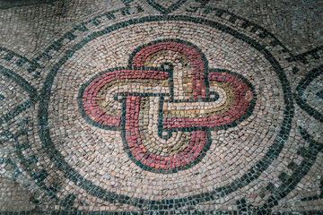 Aquileia, Italy - Ancient Roman Floor Mosaic inside the Basilica di Santa Maria Assunta in Aquileia (UNESCO World Heritage)
