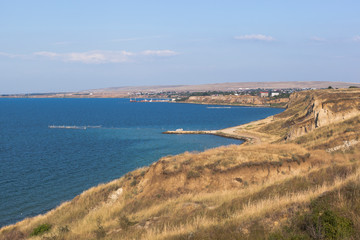 Shore of the Sea of Azov in the village of Taman, Krasnodar Region