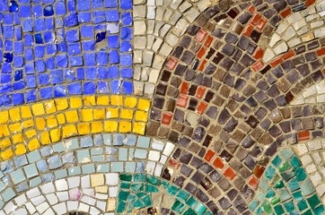 mosaic of park guell in barcelona spain