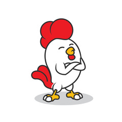 Mighty cocky little Rooster mascot logo illustration