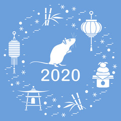New year Rat symbol 2020 Chinese japanese calendar