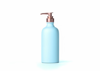 Dispenser bottle. Ads cosmetic template mockup realistic bottle with airless pump, container for liquid gel, soap, lotion, cream, shampoo, bath foam on a white background. 3d rendering