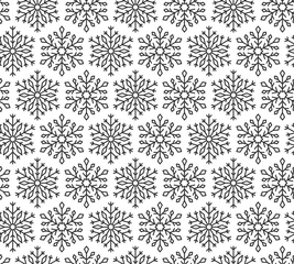 Gordijnen Snow flake line seamless pattern winter background © Suesse