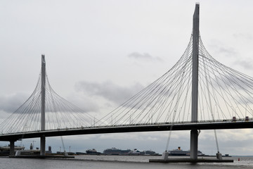 Saint Petersburg, Russia, july 2019. The Western High Speed Diameter bridge, a new infrastructure o this city.