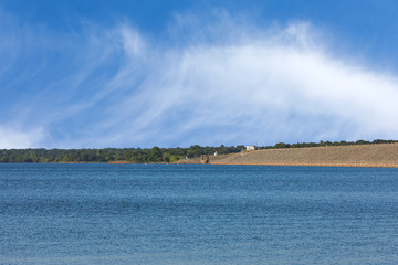 Dam on a lake in Oklahoma.