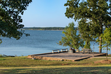 Campsite by a lake in Oklahoma.