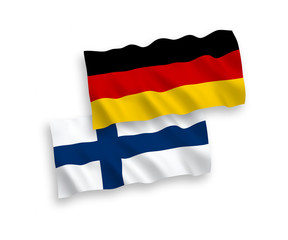 Flags of Finland and Germany on a white background