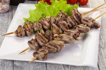 Chicken hearts skewer