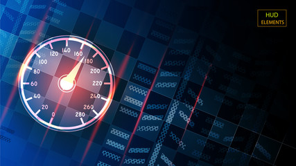 Abstract HUD interface of luminous futuristic elements in the form of a scale with an arrow. EPS 10