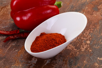 Paprika powder in the bowl