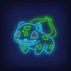 Funny cartoon monster neon sign © RedlineVector