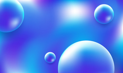 Abstract blue fluid composition background with bubble. Vector illustration