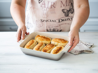 Hands in the frame while cooking