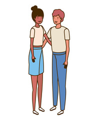 couple of people standing on white background