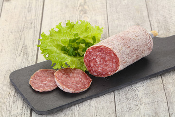 Italian dry Saliami pork sausage
