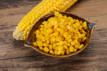 Young corn seeds in the bowl