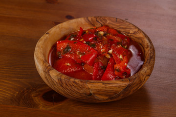 Pickled bell pepper with herbs