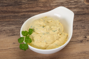 Hummus snack with olive oil