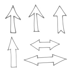 Doodle arrows set. Collection of hand drawn arrow illustrations.