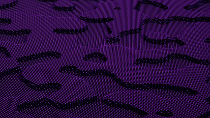 Technology geometry black background. 3d illustration, 3d rendering.