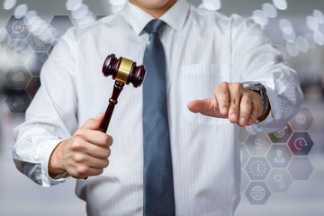 The auctioneer conducts the auction .