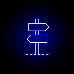 direction navigation arrow line icon in neon style. Element of winter sport illustration. Signs and symbols icon can be used for web, logo, mobile app, UI, UX