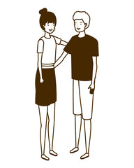 silhouette of couple of people standing on white background