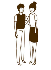 silhouette of couple of people standing on white background