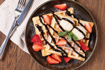 viennese waffles with strawberry