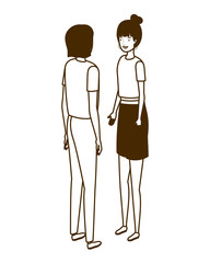 silhouette of couple of people standing on white background