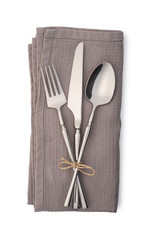 Cutlery set with Fork, Knife and Spoon isolated on white background