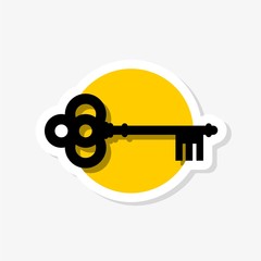 Old vintage key sticker icon. Flat sign for mobile concept and web design