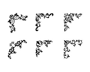 Corner vintage damask style collection isolated on white background. Decorative element set for your design