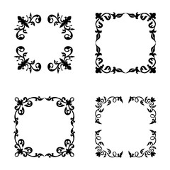 Vintage style floral empty frame. Template for wedding, greeting, invitation, romantic card. Creative vintage frame for advertising, scrapbook, announcement