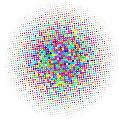 Mosaic with colorful dots on white background