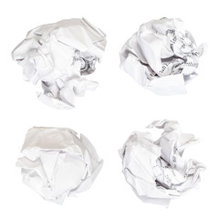 Fototapeta premium set of crumpled paper balls cut out on white