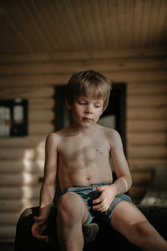 Summer portrait of a little boy