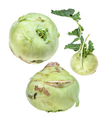 set of fresh kohlrabi cut out on white