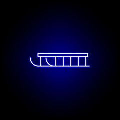 sleigh line icon in neon style. Element of winter sport illustration. Signs and symbols icon can be used for web, logo, mobile app, UI, UX