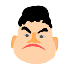 sad face of a young man. Comic character vector head.