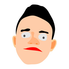 sad face of a young man. Comic character vector head.