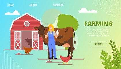 Pets Farming, Horizontal Vector Illustration. 
