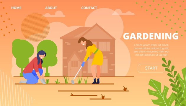 Vector Illustration Flat Gardening Landing Page.